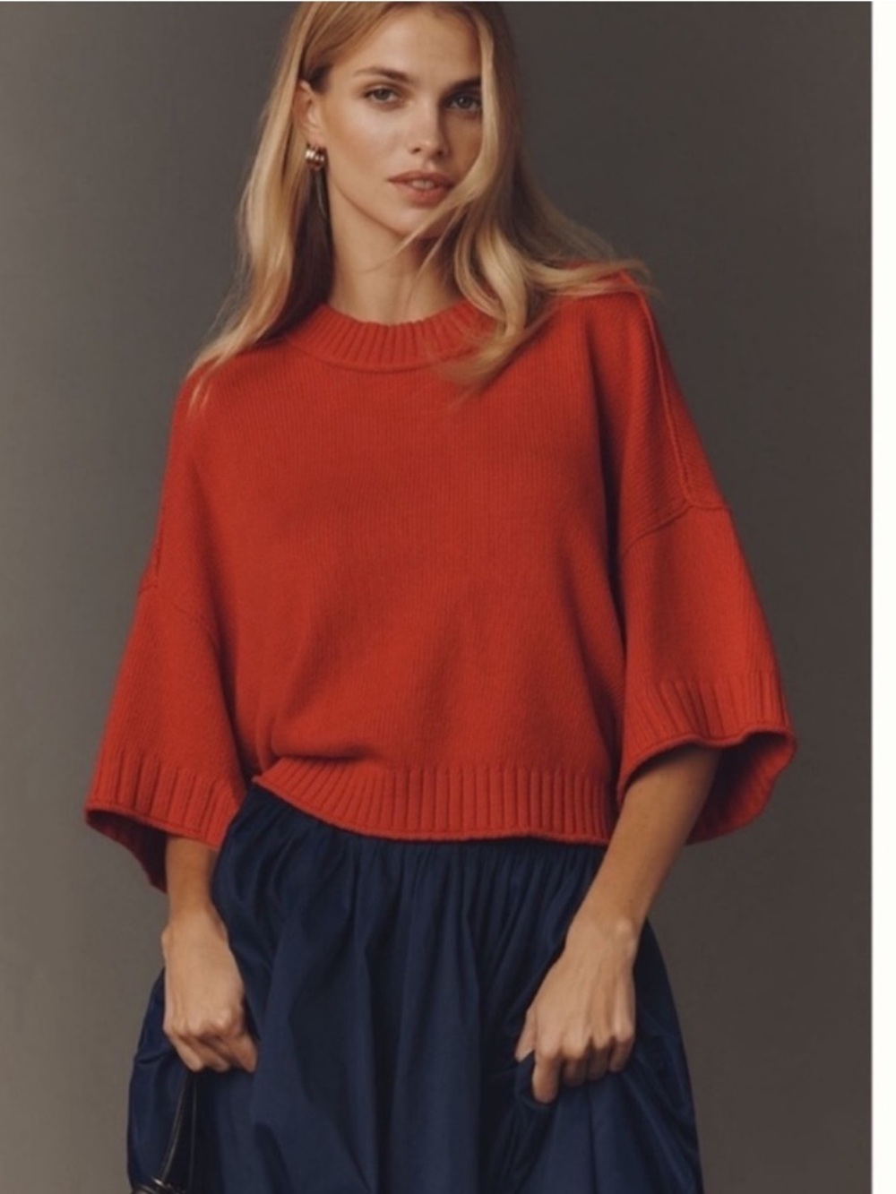 Nwt Maeve Anthropologie Red Boxy Crewneck Sweater